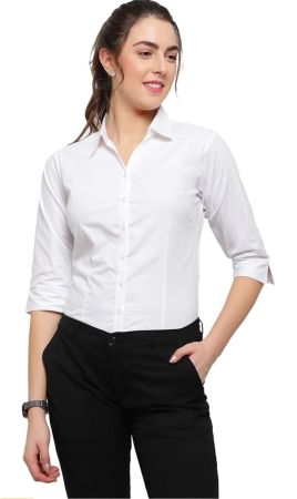 Sellnx white plain Women 3/4 Sleeve Stylish Western Official Formal Shirts Regular fit Shirts for Women