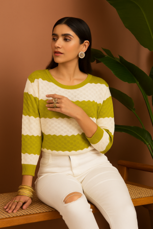 Fancy woolen t-Shirt on lining print free size
